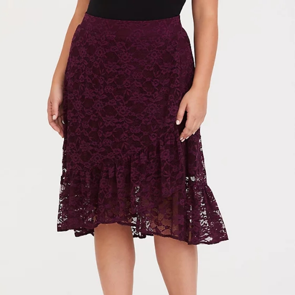 Torrid purple lace faux wrap skirt 2x